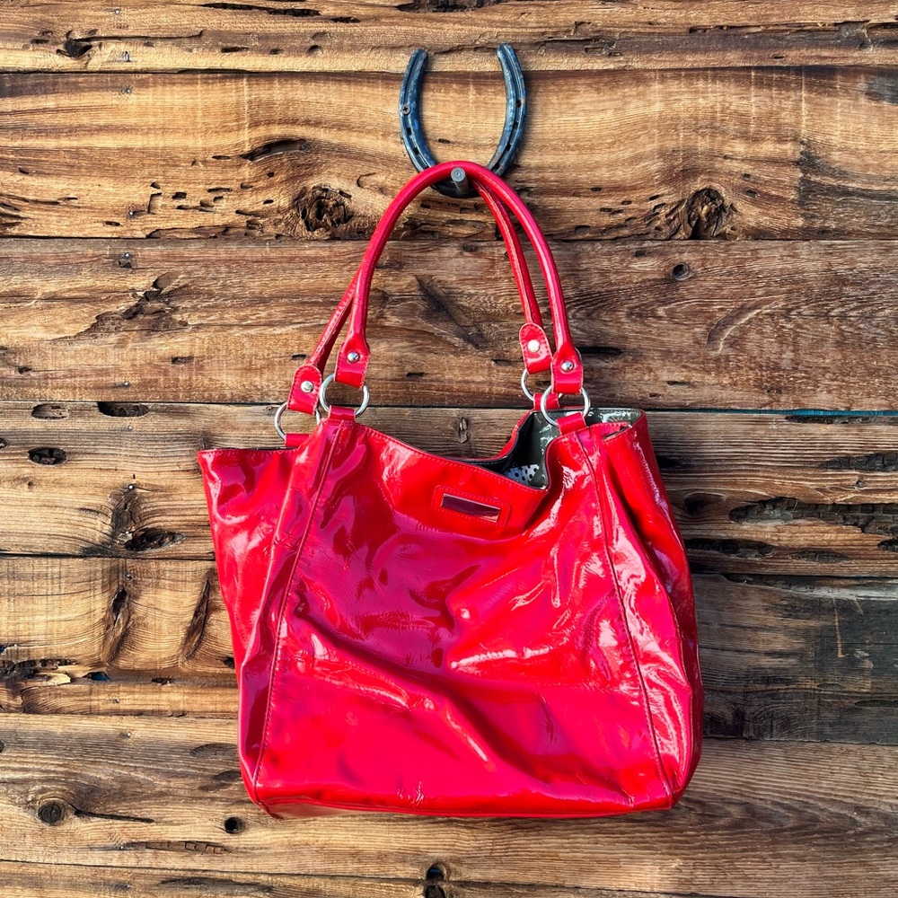 UNBRANDED | Red Patent Leather Tote Bag